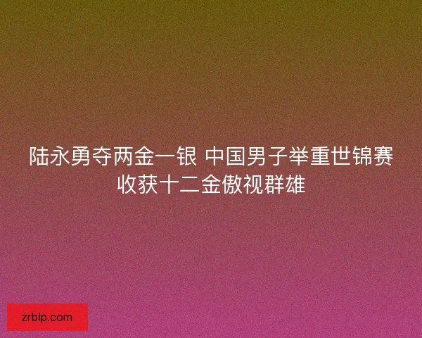 陆永勇夺两金一银 中国男子举重世锦赛收获十二金傲视群雄